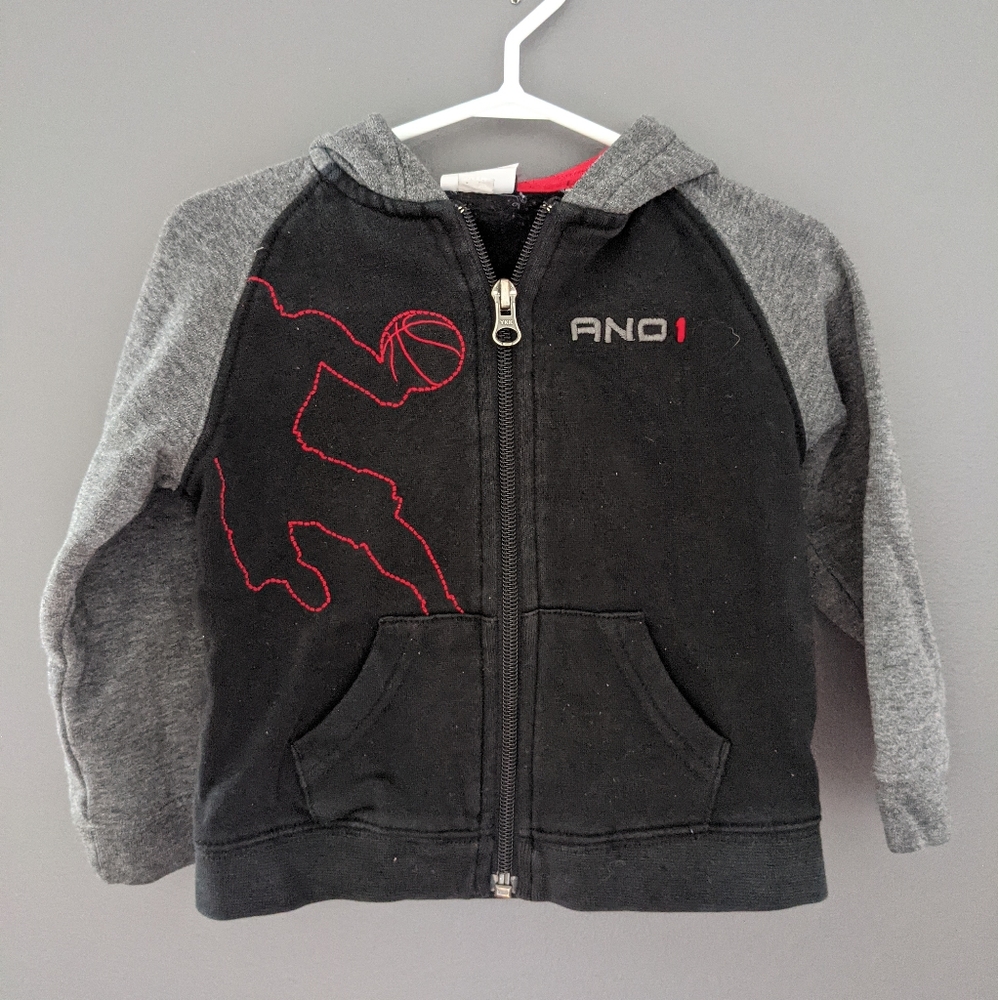 AND1 black & grey zip up hoodie